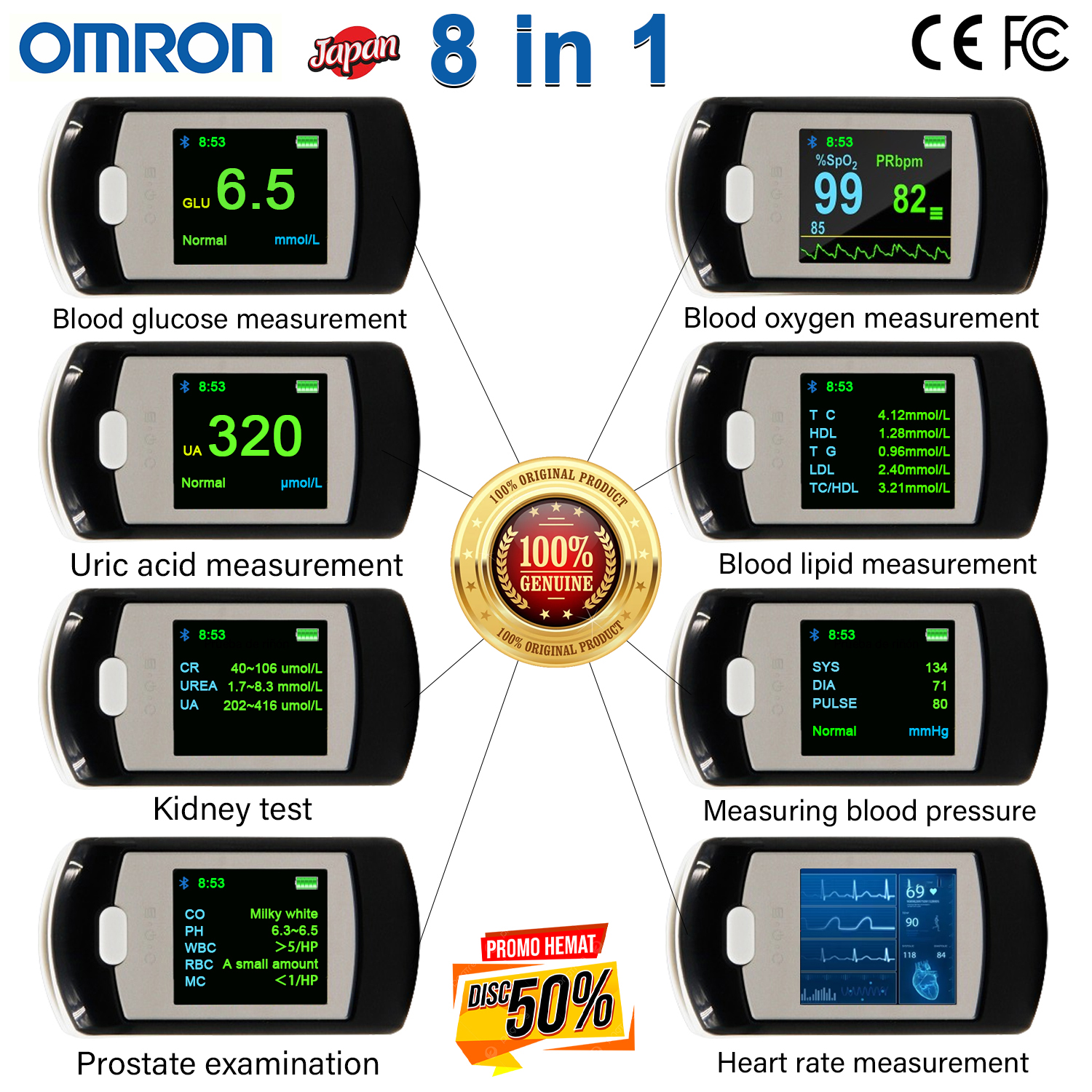 【!Il 55% delle persone sceglie questo pacchetto】T04（Livello di zucchero nel sangue non invasivo+Test dellossigeno nel sangue non invasivo+Test dellacido urico non invasivo+Misurazione della frequenza cardiaca non invasiva+Pressione sanguigna non invasiva+Test cardiopolmonare+Rene test +Test prostata+Trattamento laser glicemia+Connessione Bluetooth+Connessione PC)